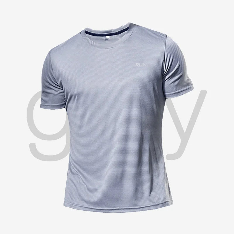 High Quality Polyester Men Running T Shirt Quick Dry Fitness Shirt Training Exercise Clothes Gym Sport Shirt Tops Lightweight