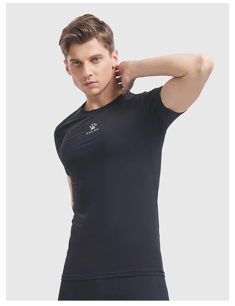 Kelme Sports T-shirt Men's Summer Short Sleeved Quick Drying Breathable Running Football Elastic Tight Fitness Suit