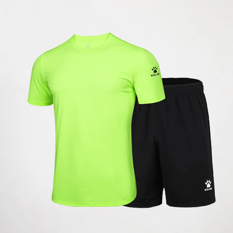 Kelme Men's Sports Set Quick Dry Running Quick Dry Short Sleeve Fitness Breathable Shorts Comprehensive Training Set