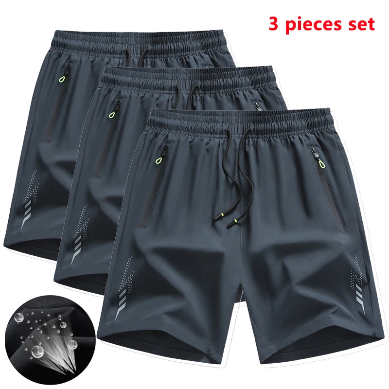 3 Pieces New Running Shorts Men Gym Sports Shorts Quick Dry Workout Training Fitness Jogging Short Pants Man Summer Board Shorts