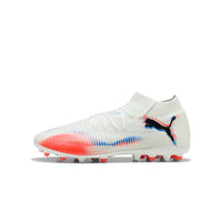 Puma Future 8 MG Unisex Low-Top Soccer Cleats – Premium Streetwear-Inspired,Versatile,Comfortable & Durable, White/Red 108590-01
