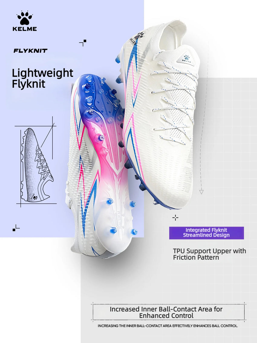 KELME MG Short-Stud Soccer Cleats Firm Ground Football  Shoes for Men Adults Youth Kids Training Competition
