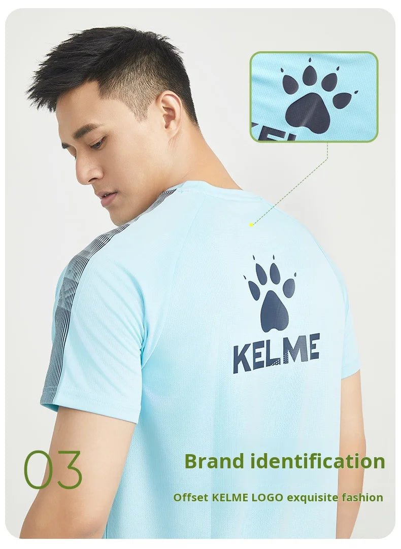 Kelme Sports T-shirt Men's Football Training Suit Short Sleeved Casual Outdoor Running Fitness Breathable Top Summer