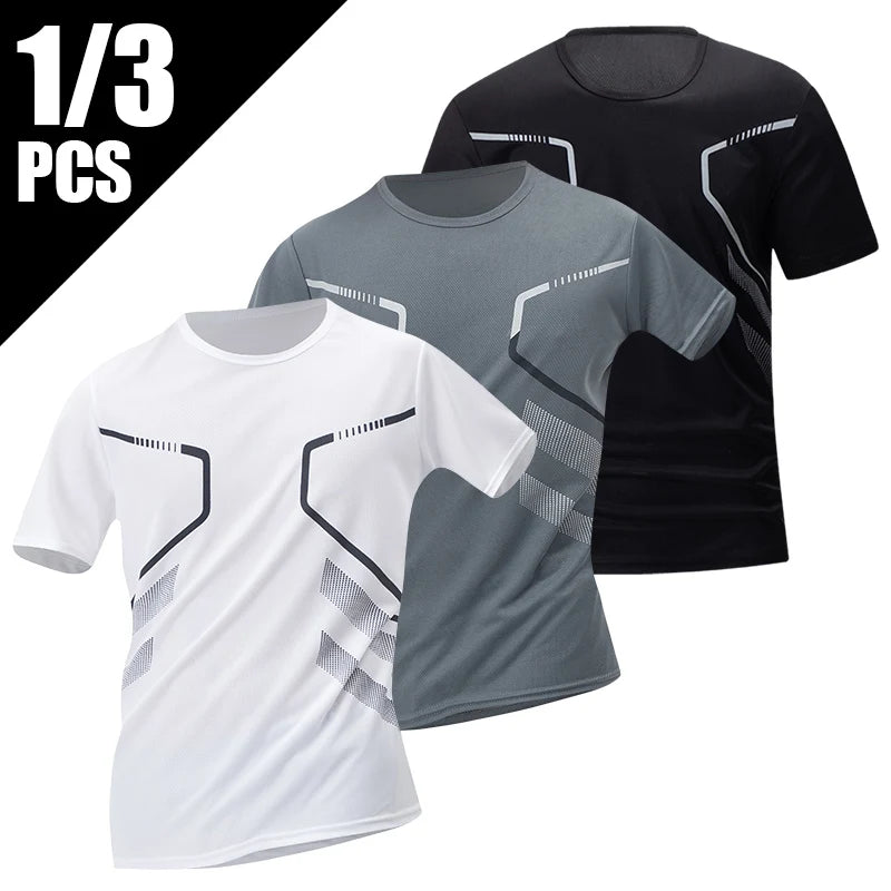 1/3 Piece Men's Short Sleeved Youth Round Neck Printed Quick Drying Sports Interior With Multifunctional Comfort And Casual