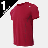 1/3 Piece Men's Four Season Printed Short Sleeved Sports Fitness Quick Drying Comfortable Plus Size Youth Casual Basic Top