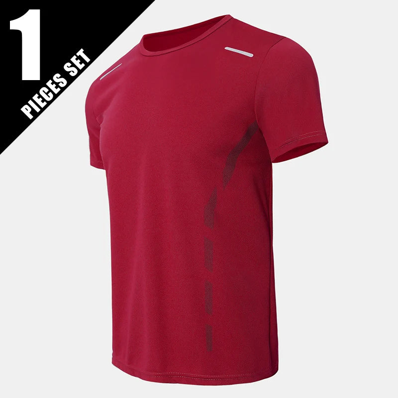 1/3 Piece Men's Four Season Printed Short Sleeved Sports Fitness Quick Drying Comfortable Plus Size Youth Casual Basic Top