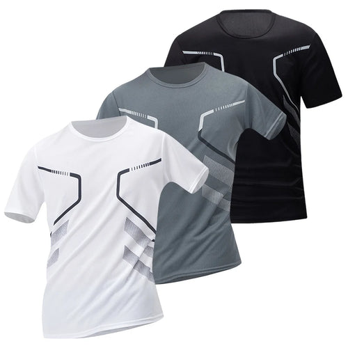 1/3 Piece Men's Four Season Printed Short Sleeved Sports Fitness Quick Drying Comfortable Plus Size Youth Casual Basic Top