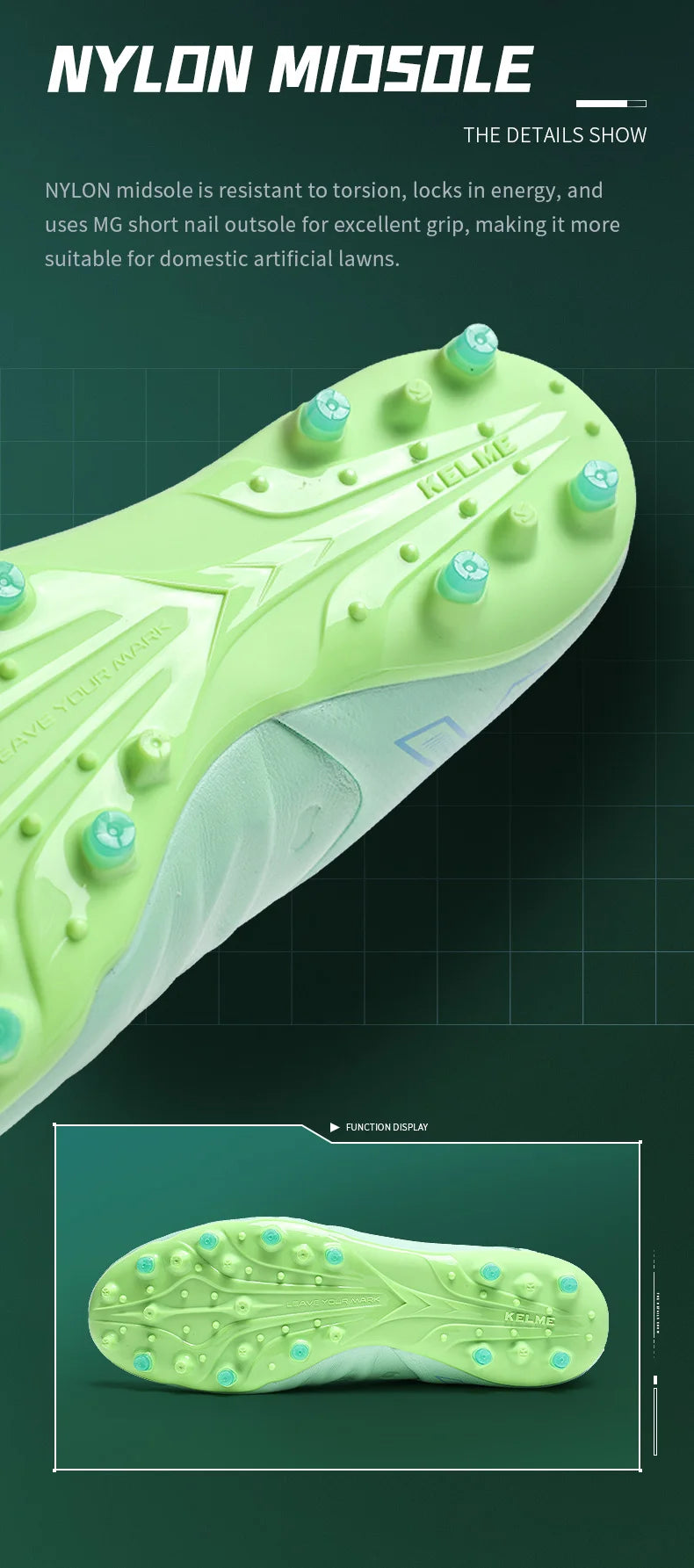 KELME Football Shoes Men's Calfskin MG Adult Competition Short Nail Artificial Grass Professional Training Soccer Shoes