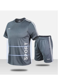 Men Running 2024 Summer Latest Sportswear Polyester Printed T-shirt + Shorts Quick Dry Sport Suit 2-piece Outfits Jogger Set