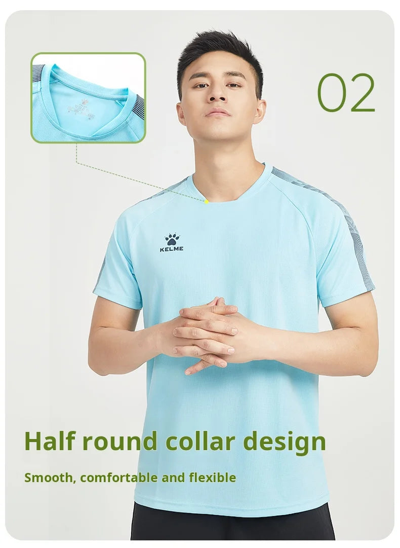 Kelme Sports T-shirt Men's Football Training Suit Short Sleeved Casual Outdoor Running Fitness Breathable Top Summer