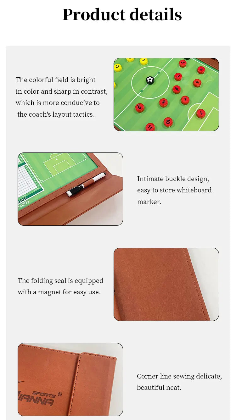 JIANNA Football Tactics Board Folding Portable Magnetic Game Coaching Board