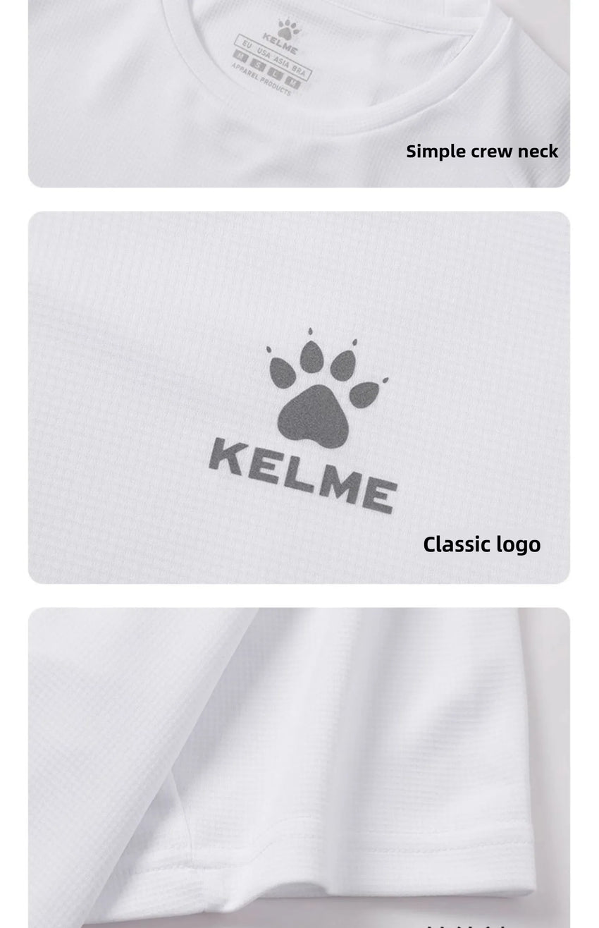 Kelme Men's Sports T-shirt Ice Silk Football Quick-drying Short-sleeved Fitness Outdoor Running Training Breathable Top
