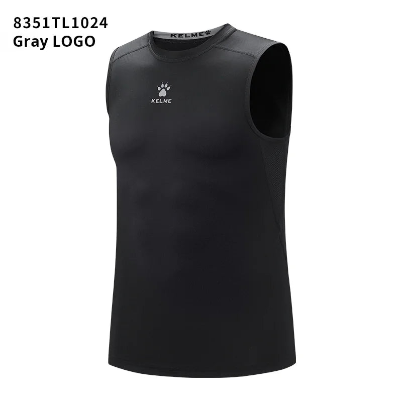 Kelme Sleeveless Fitness T-shirt For Men's Summer High Elastic Breathable Tight Clothing Training Sports Tank Top Running Vest