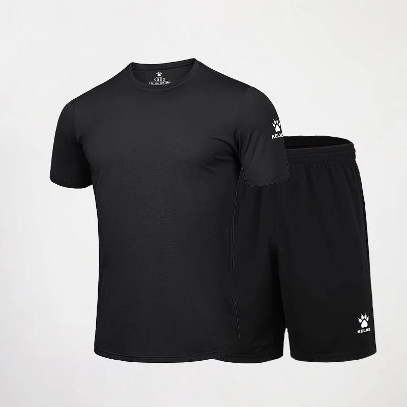 Kelme Men's Sports Set Quick Dry Running Quick Dry Short Sleeve Fitness Breathable Shorts Comprehensive Training Set
