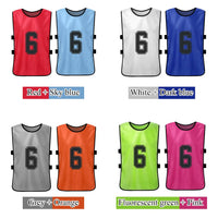 12PCS Adults Youth Soccer Pinnies 2 Colors Quick Drying Football Team Jerseys Sports Scrimmage Soccer Team Training Number Vest