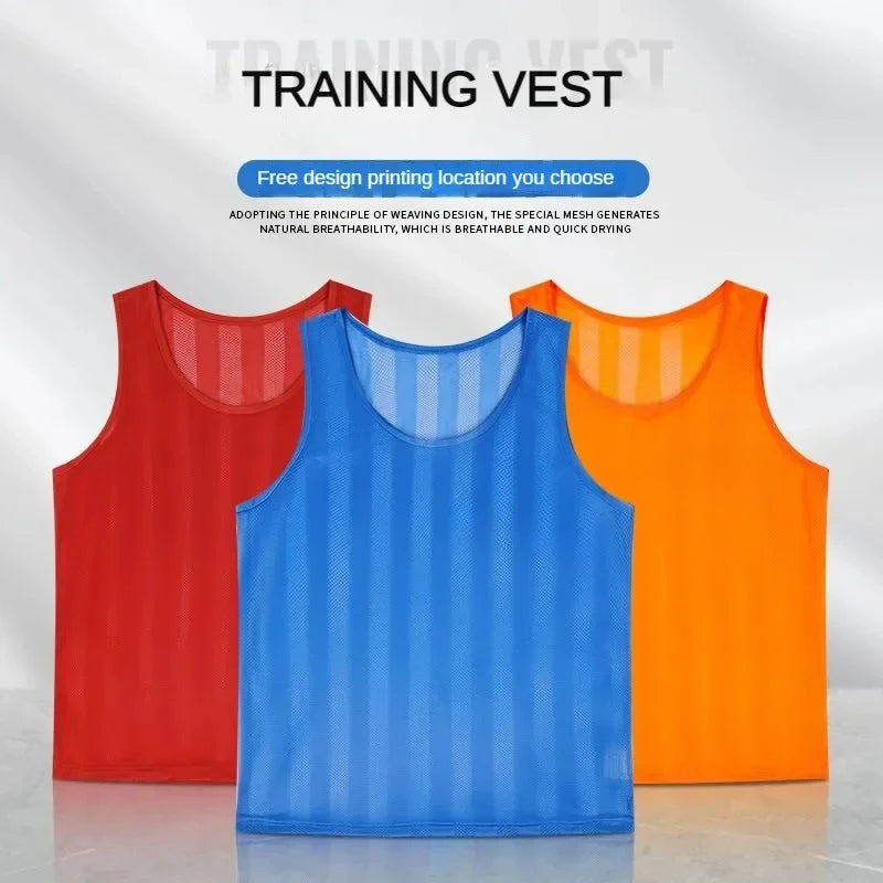 6/12PCS Soccer Training Vest Breathable Striped Mesh Football Bibs Custom Team Sport Jersey for Kids Adults Competition Practice