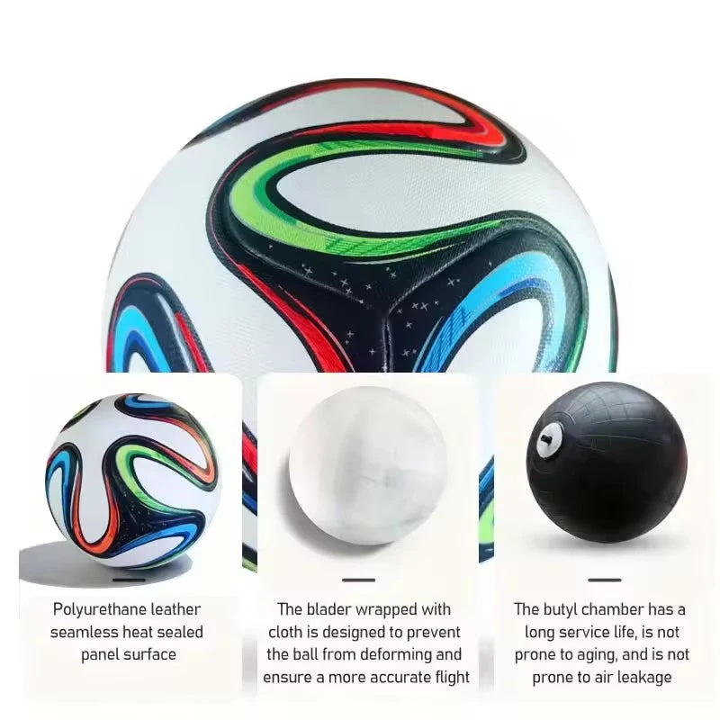 Brazuca-Style Match & Training Soccer Ball (Size 5 only) Authentic PU Quality Leather