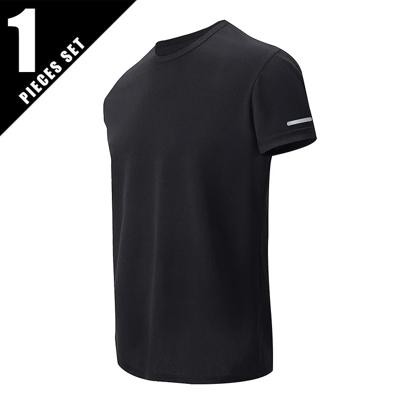 1/3 Piece Men's Four Season Printed Short Sleeved Sports Fitness Quick Drying Comfortable Plus Size Youth Casual Basic Top