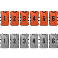 12PCS Adults Youth Soccer Pinnies 2 Colors Quick Drying Football Team Jerseys Sports Scrimmage Soccer Team Training Number Vest