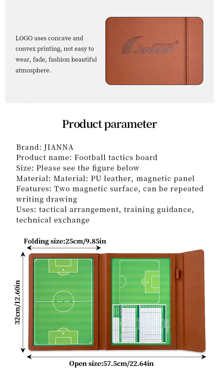 JIANNA Football Tactics Board Folding Portable Magnetic Game Coaching Board