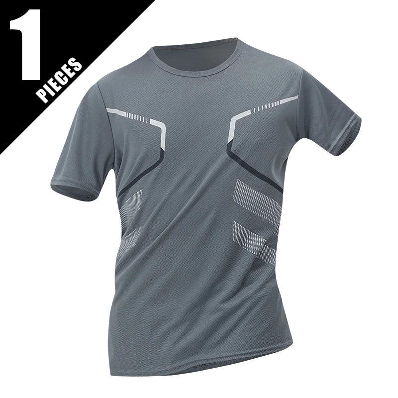 1/3 Piece Men's Four Season Printed Short Sleeved Sports Fitness Quick Drying Comfortable Plus Size Youth Casual Basic Top