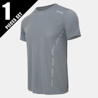 1/3 Piece Men's Four Season Printed Short Sleeved Sports Fitness Quick Drying Comfortable Plus Size Youth Casual Basic Top