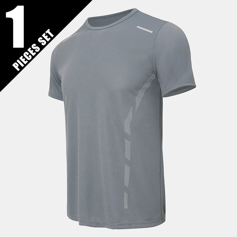 1/3 Piece Men's Four Season Printed Short Sleeved Sports Fitness Quick Drying Comfortable Plus Size Youth Casual Basic Top