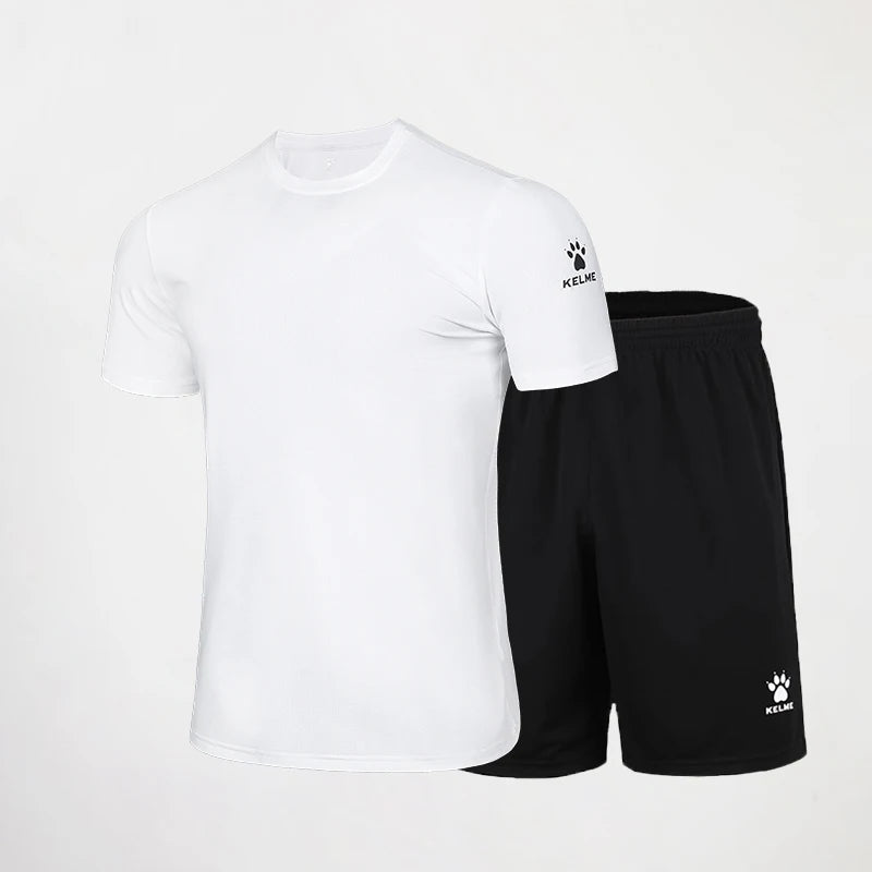 Kelme Men's Sports Set Quick Dry Running Quick Dry Short Sleeve Fitness Breathable Shorts Comprehensive Training Set