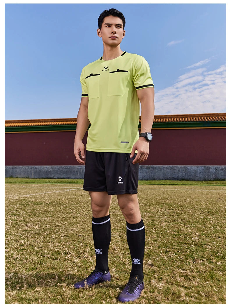 Kelme Football Referee Suit New Breathable Short-sleeved Personalized Custom Referee Jersey Outdoor Sports Suit