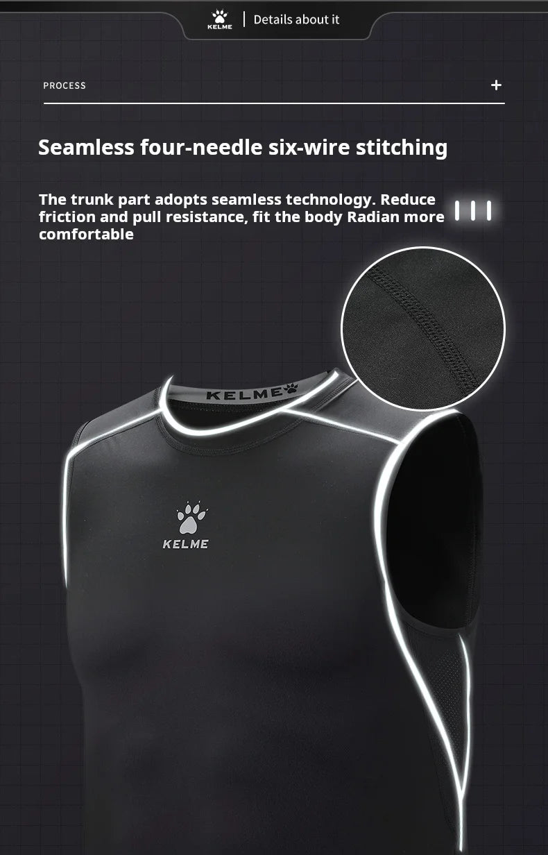 Kelme Sleeveless Fitness T-shirt For Men's Summer High Elastic Breathable Tight Clothing Training Sports Tank Top Running Vest