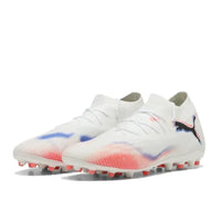 Puma Future 8 MG Unisex Low-Top Soccer Cleats – Premium Streetwear-Inspired,Versatile,Comfortable & Durable, White/Red 108590-01