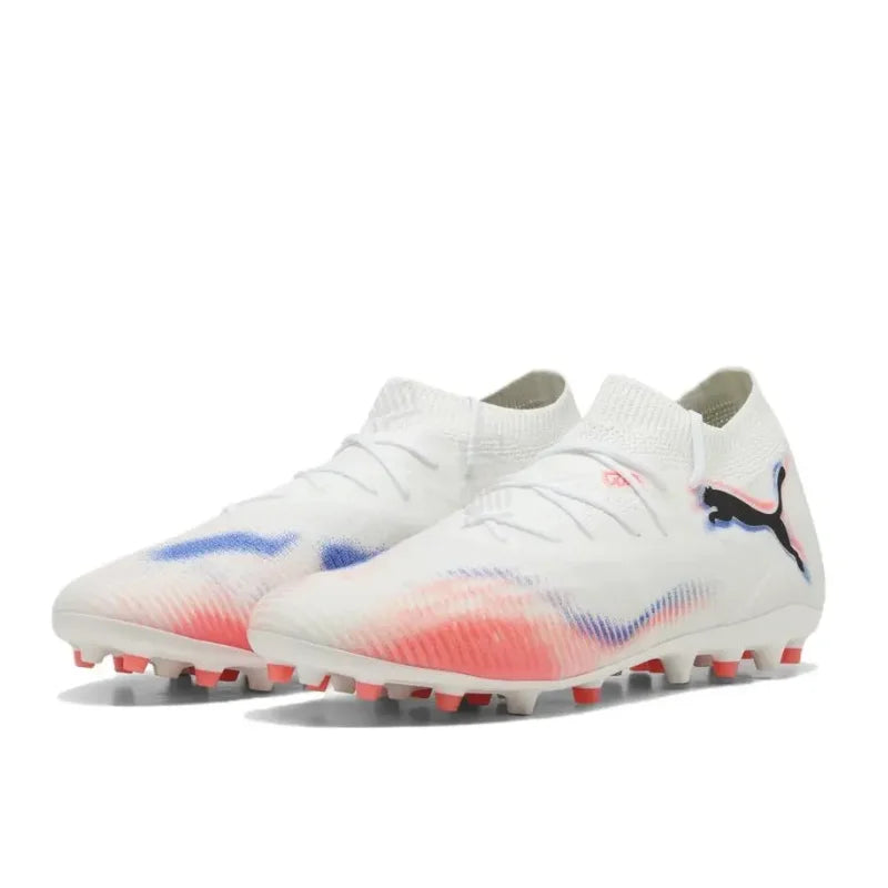 Puma Future 8 MG Unisex Low-Top Soccer Cleats – Premium Streetwear-Inspired,Versatile,Comfortable & Durable, White/Red 108590-01