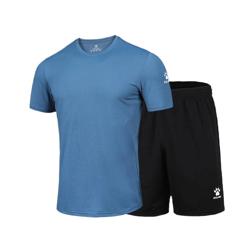 Kelme Men's Sports Set Quick Dry Running Quick Dry Short Sleeve Fitness Breathable Shorts Comprehensive Training Set