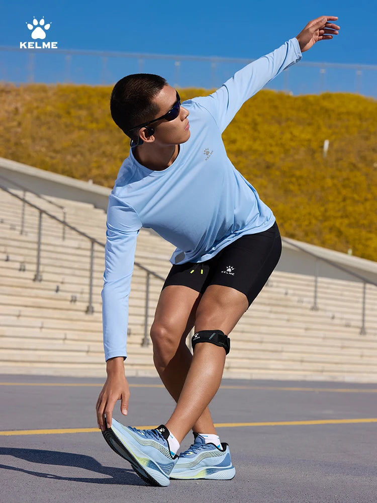 Kelme Men's Running Long Sleeved Outdoor Quick Drying T-shirt Autumn Running Suit Marathon Breathable Sports Top