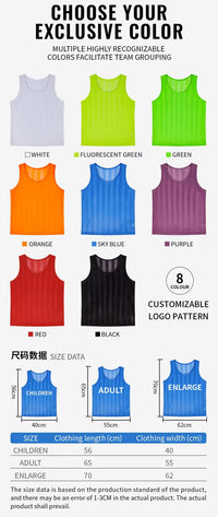 6/12PCS Soccer Training Vest Breathable Striped Mesh Football Bibs Custom Team Sport Jersey for Kids Adults Competition Practice