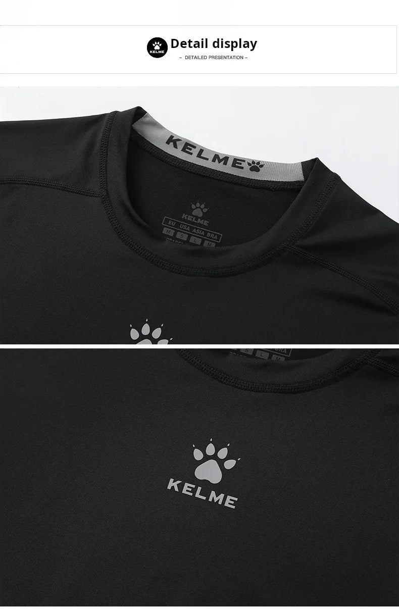 Kelme Sports T-shirt Men's Summer Short Sleeved Quick Drying Breathable Running Football Elastic Tight Fitness Suit