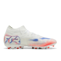 Puma Future 8 MG Unisex Low-Top Soccer Cleats – Premium Streetwear-Inspired,Versatile,Comfortable & Durable, White/Red 108590-01
