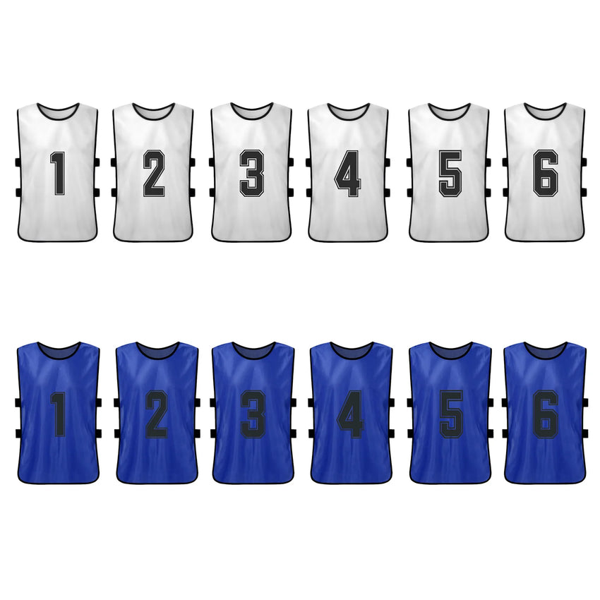 12PCS Adults Youth Soccer Pinnies 2 Colors Quick Drying Football Team Jerseys Sports Scrimmage Soccer Team Training Number Vest