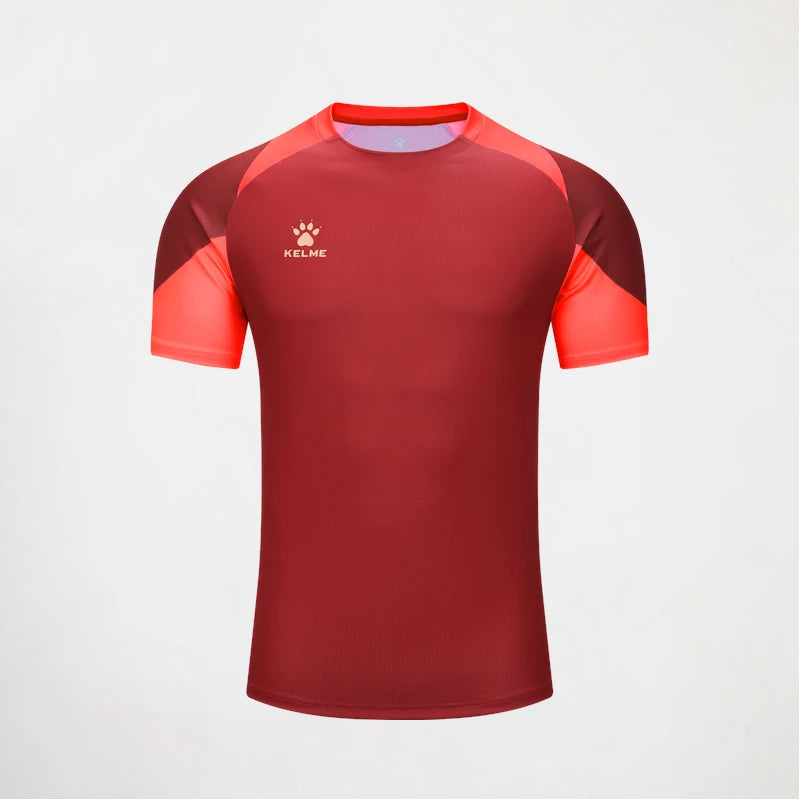Kelme Men's Soccer Short Sleeve Gym Running Moisture Wicking Round Neck T-shirt Training Exercise Gym Sport Shirt Tops