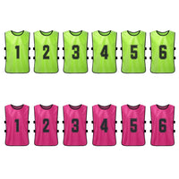 12PCS Adults Youth Soccer Pinnies 2 Colors Quick Drying Football Team Jerseys Sports Scrimmage Soccer Team Training Number Vest