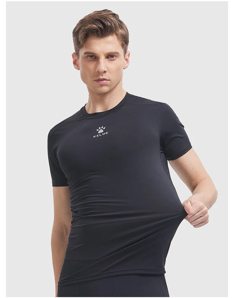 Kelme Sports T-shirt Men's Summer Short Sleeved Quick Drying Breathable Running Football Elastic Tight Fitness Suit