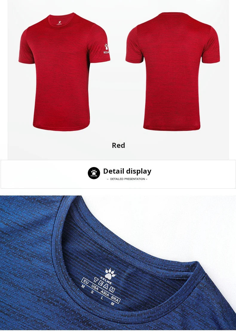 Kelme Running T-shirt For Men's Summer Quick Drying Fitness Breathable Short Sleeve Thin Football Training Sports Top