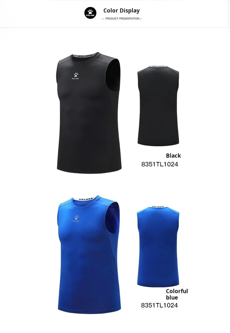Kelme Sleeveless Fitness T-shirt For Men's Summer High Elastic Breathable Tight Clothing Training Sports Tank Top Running Vest