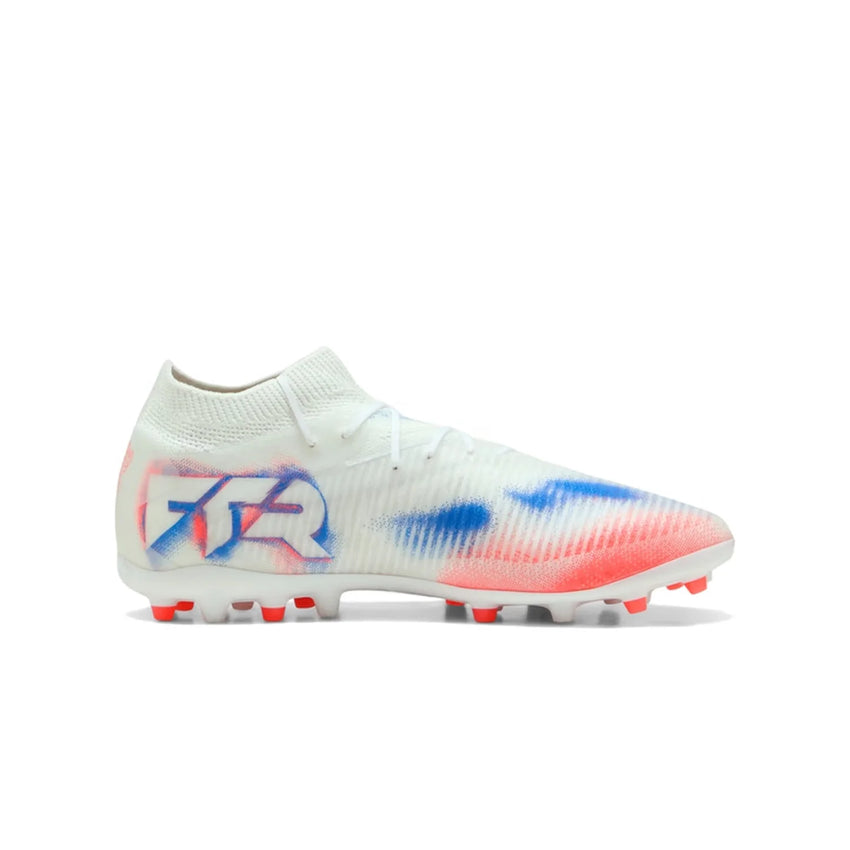 Puma Future 8 MG Unisex Low-Top Soccer Cleats – Premium Streetwear-Inspired,Versatile,Comfortable & Durable, White/Red 108590-01
