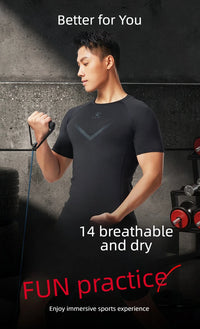 KELME Mens Running Shirts Workout Tops Men Sport Fitness Shirts Gym Tops Men Crew Neck Breathable T-Shirt