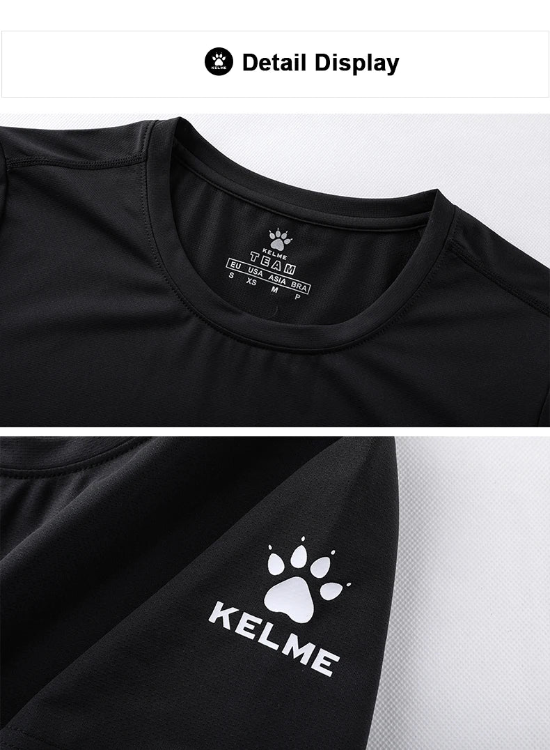 KELME Man T-shirt  Running Trainning Exercise  Sports Tights Round Neck Ice Silk Breathable Fitness Quick-Dry Shirts 8151TX1002