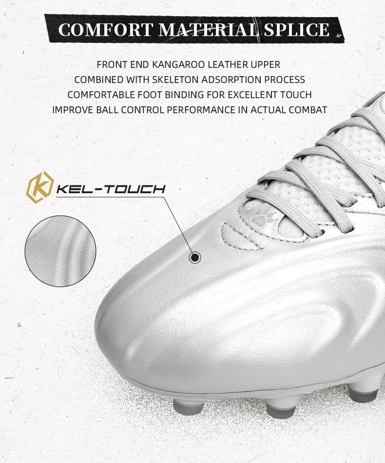 KELME FG Man Soccer Shoes Holy Grail Artificial Grass Anti-Slippery Kangaroo Skin Football Boots Sports Game Training shoes