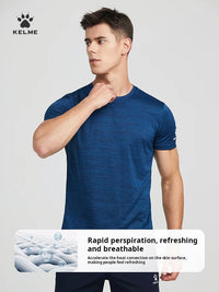 Kelme Running T-shirt For Men's Summer Quick Drying Fitness Breathable Short Sleeve Thin Football Training Sports Top