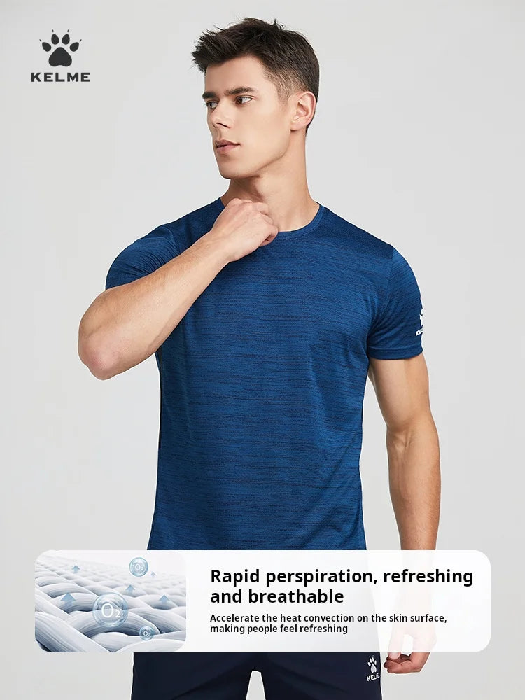 Kelme Running T-shirt For Men's Summer Quick Drying Fitness Breathable Short Sleeve Thin Football Training Sports Top