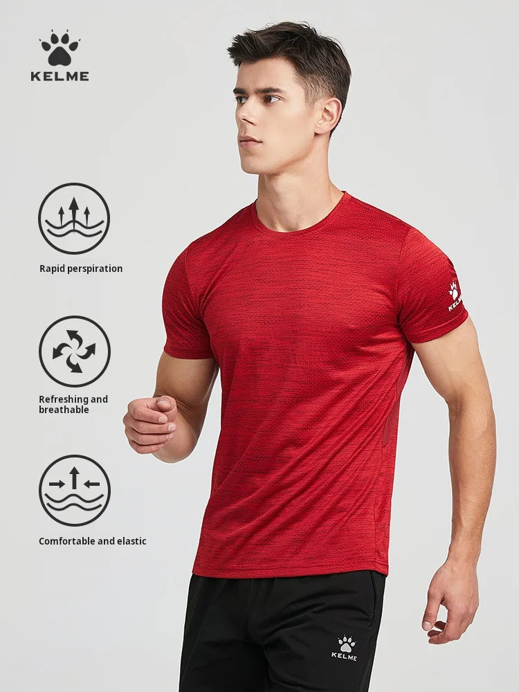 Kelme Running T-shirt For Men's Summer Quick Drying Fitness Breathable Short Sleeve Thin Football Training Sports Top